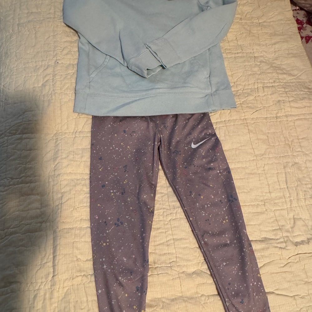 Nike Sky Blue Sweatshirt and Starry Purple Leggings